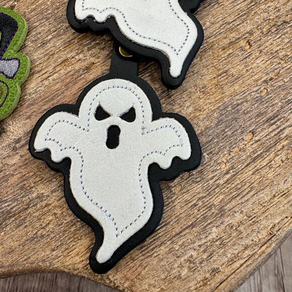 Portland Leather Ghost Twins & Frankie Halloween Bag Charms Set Purse Flair - Picture 6 of 6